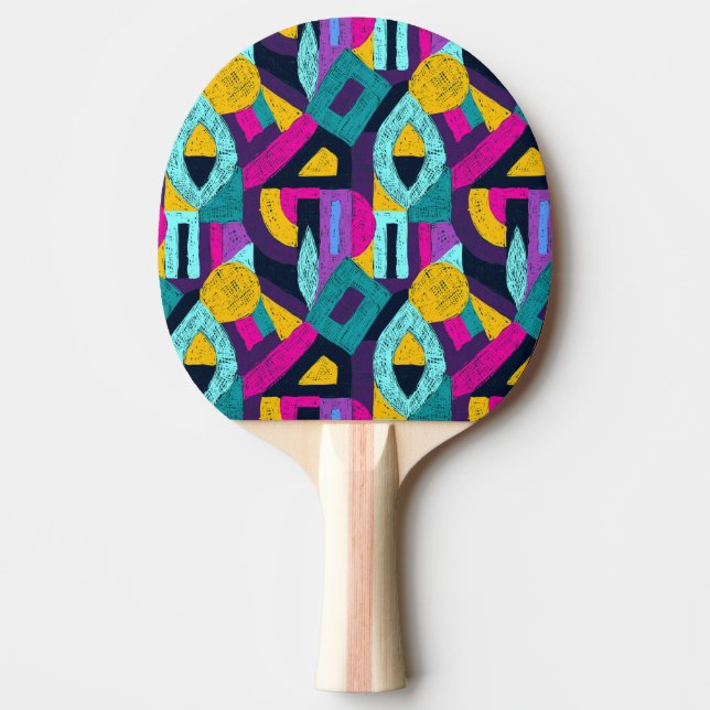 Retro doodles: geometric pop art. ping pong paddle (Front)
