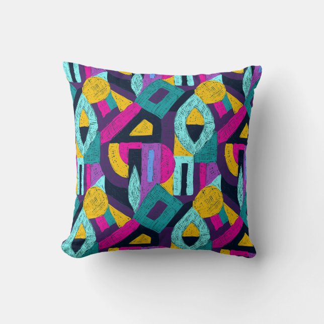 Retro doodles: geometric pop art. throw pillow (Front)