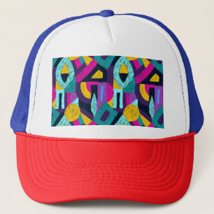 Retro doodles: geometric pop art. trucker hat