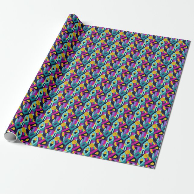 Retro doodles: geometric pop art. wrapping paper (Unrolled)