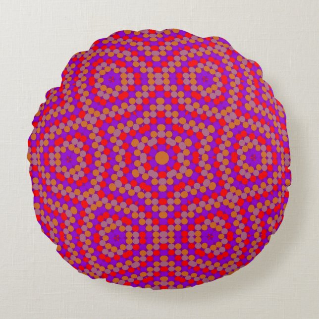 Retro Dot Artistic Abstract Pattern Round Pillow (Front)