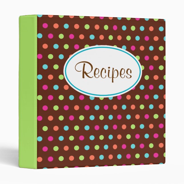 Retro Dot Recipe Binder (Front/Spine)