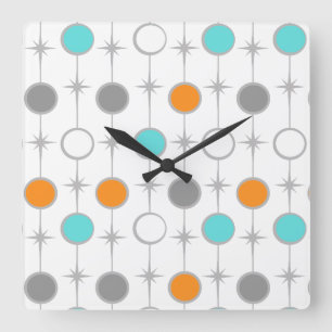 Retro Dots and Starbursts Acrylic Wall Clock