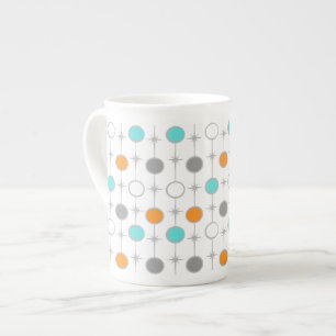 Retro Dots and Starbursts Bone China Mug