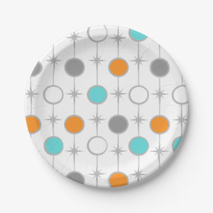 Retro Dots and Starbursts Paper Plate