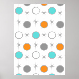 Retro Dots and Starbursts Poster