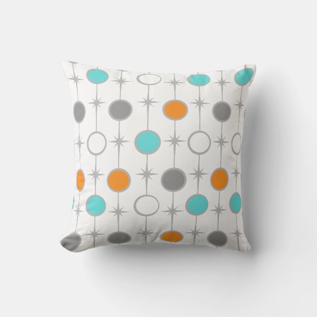 Retro Dots and Starbursts Throw Pillow (Front)