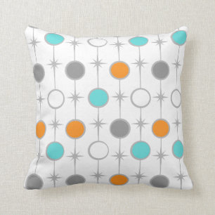 Retro Dots and Starbursts Throw Pillow