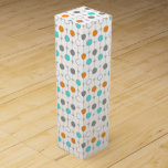 Retro Dots and Starbursts Wine Box<br><div class="desc">This customizable Retro Dots and Starbursts Wine Box design features (Wait for it.) a grid of colourful dots and starbursts. The vintage inspired turquoise; white, grey, and orange dots are separated by kitschy grey starbursts to form a geometric pattern. Customize the background colour on this mid century modern product if...</div>
