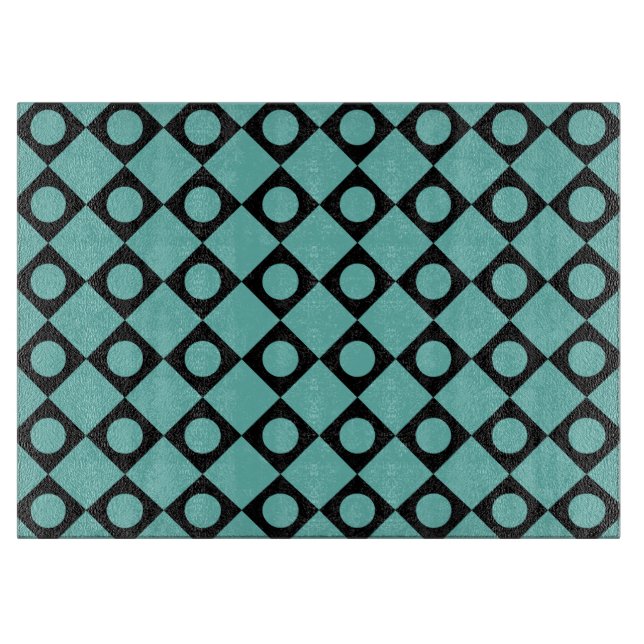Retro Dots Black Cutting Board (Front)