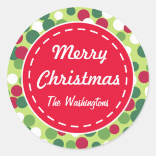 Retro Dots Christmas Gift Tag Stickers