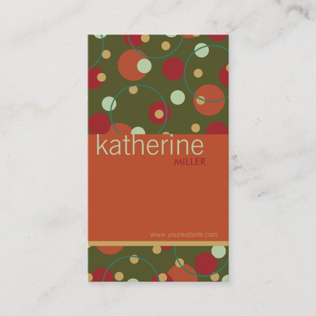 Retro Dots Circles Custom Template Profile Card (Front)