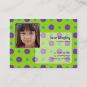 "Retro Dots" Green & Purple Mommy Business Card