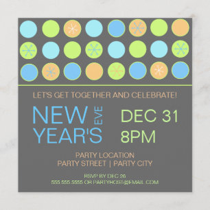 Retro Dots New Years Eve Party Invitation