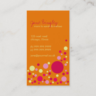 "Retro Dots" Orange & Pink Mommy Business Card