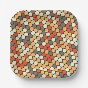 Retro dots pattern in orange paper plate
