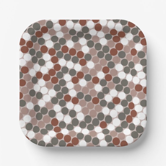 Retro dots pattern paper plate (Front)
