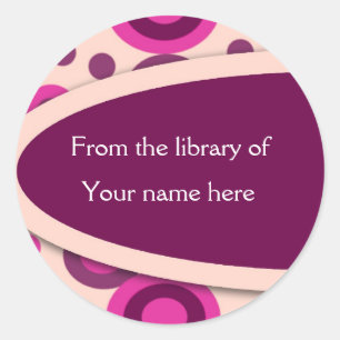 Retro Dots Personalized Bookplates Classic Round Sticker