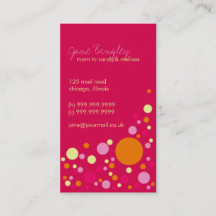 "Retro Dots" Pink & Orange Mommy Business Card