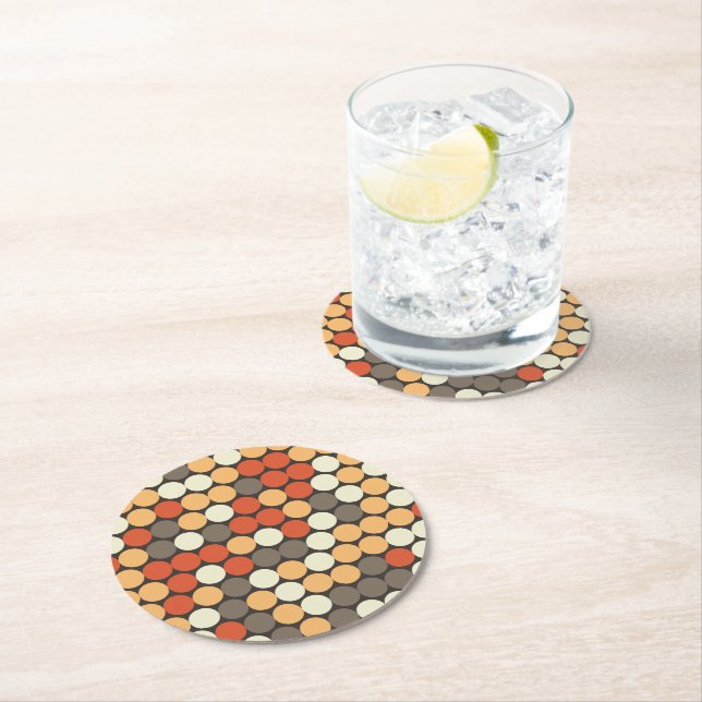 Retro dots  round paper coaster (Insitu)