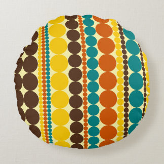Retro Dots Vertical Stripe Pattern Round Pillow