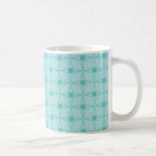 Retro Dotted Star Mug, Turquoise Coffee Mug