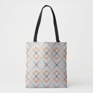 Retro dotted zig zag geometric pattern tote bag