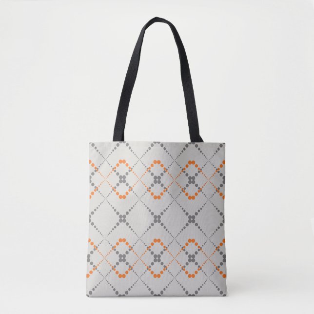 Retro dotted zig zag geometric pattern tote bag (Front)