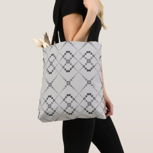 Retro dotted zig zag geometric pattern tote bag