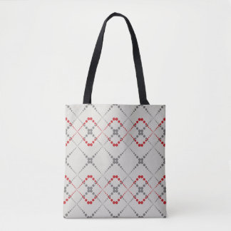 Retro dotteg zig zag geometric pattern tote bag