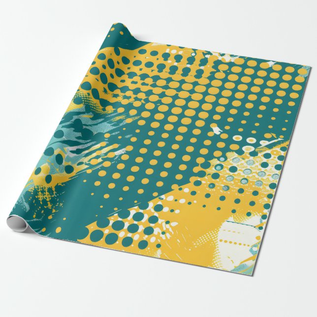 Retro Dotwave Wrapping Paper (Unrolled)