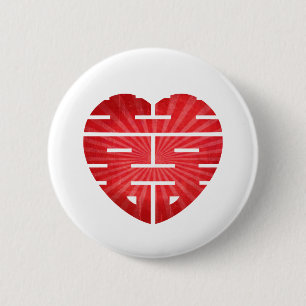 Retro Double Happy Heart 2 Inch Round Button