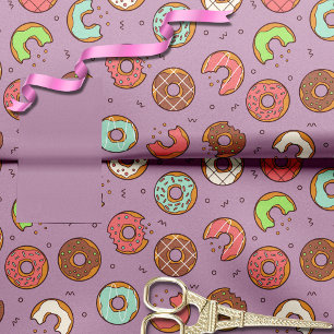 Retro Doughnut Pattern Berry Tissue Paper