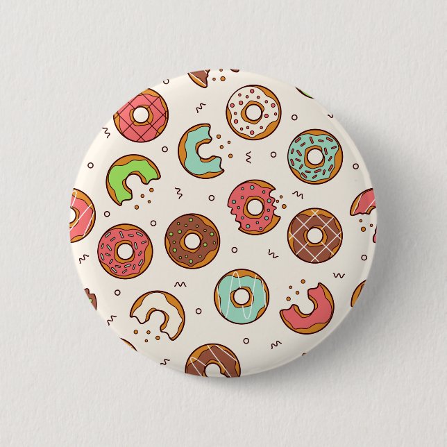 Retro Doughnut Pattern Cute Colourful Style 2 Inch Round Button (Front)