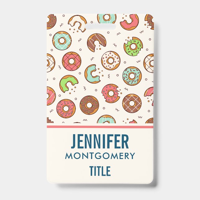 Retro Doughnut Pattern Cute Colourful Style Badge (Front)
