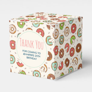 Retro Doughnut Pattern Cute Colourful Style Birthd Favor Box