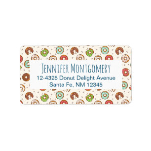 Retro Doughnut Pattern Cute Colourful Style Label