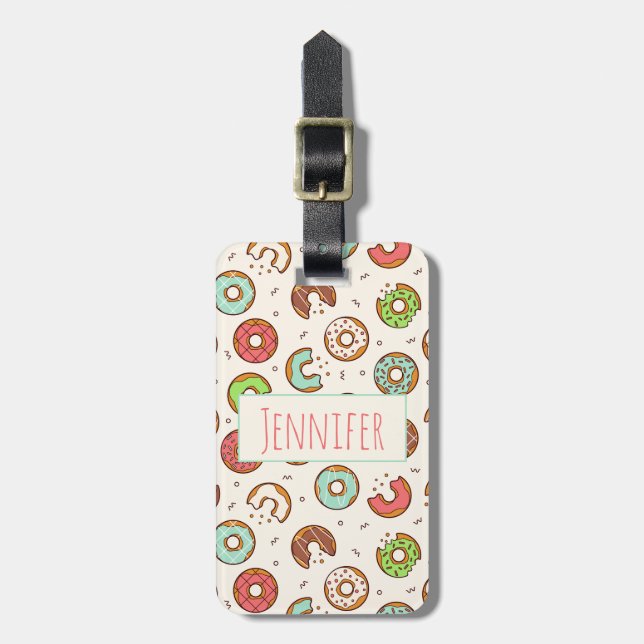 Retro Doughnut Pattern Cute Colourful Style Luggage Tag (Front Vertical)