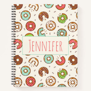 Retro Doughnut Pattern Cute Colourful Style Notebook
