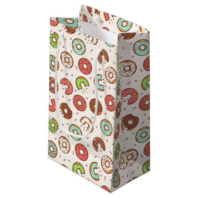 Retro Doughnut Pattern Cute Colourful Style Small Gift Bag (Front Angled)
