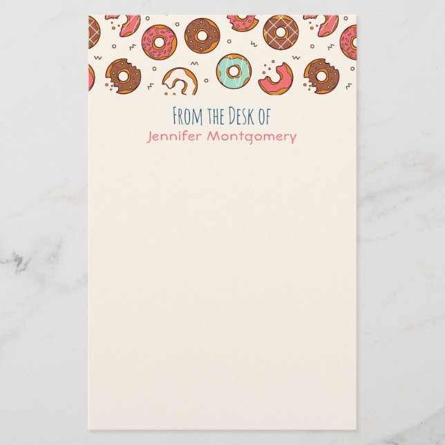 Retro Doughnut Pattern Cute Colourful Style Stationery (Front)