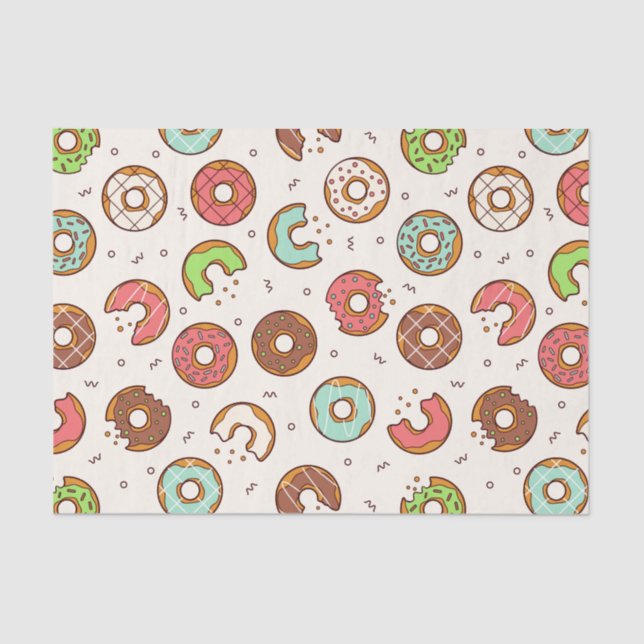 Retro Doughnut Pattern Cute Colourful Style Tissue Paper (Front)