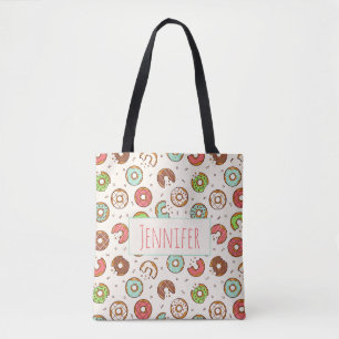 Retro Doughnut Pattern Cute Colourful Style Tote Bag