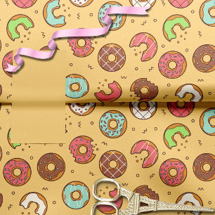 Retro Doughnut Pattern Orange Tissue Paper