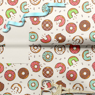 Retro Doughnut Pattern White Tissue Paper