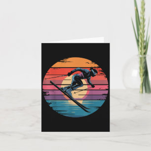 Retro Downhill Skiing Vintage Sunset Sports Gifts  Card