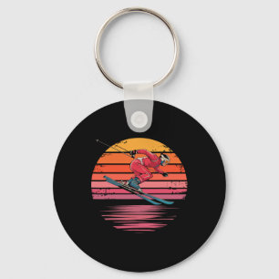Retro Downhill Skiing Vintage Sunset Sports Gifts  Keychain
