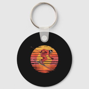 Retro Downhill Skiing Vintage Sunset Sports Gifts Keychain