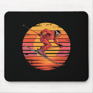 Retro Downhill Skiing Vintage Sunset Sports Gifts Mouse Pad