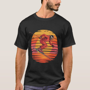 Retro Downhill Skiing Vintage Sunset Sports Gifts  T-Shirt